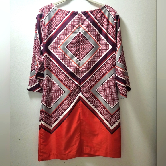 Banana Republic midi dress, geometric red pink size 4 - Picture 2 of 5